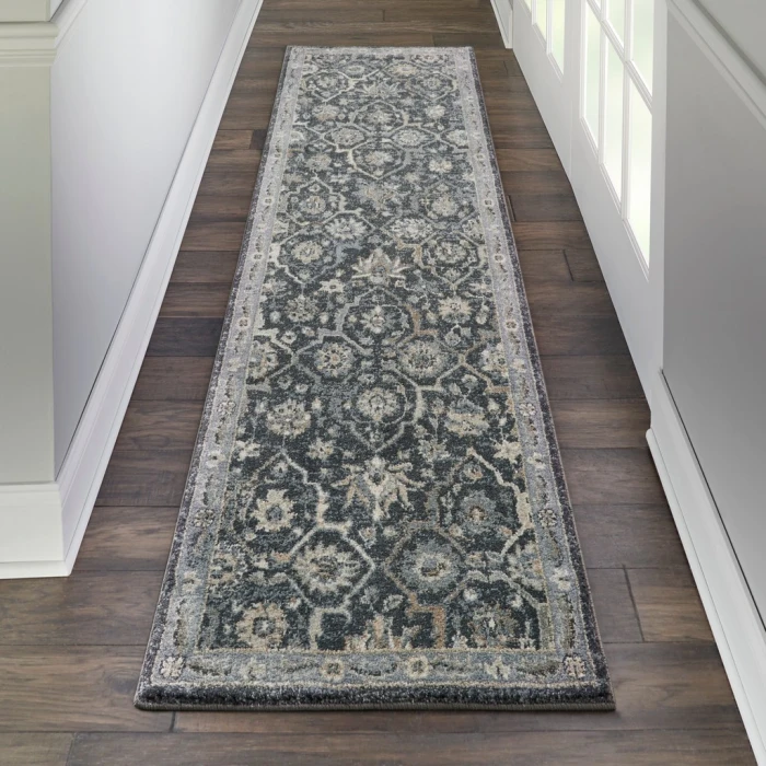kathy ireland Home Moroccan Celebration Runner Area Rug KI385-Navy