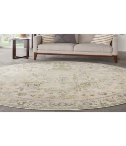 Nourison Home Astra Machine Washable ASW12 Blue Green 7 ft. 10 in. Round Area Rug
