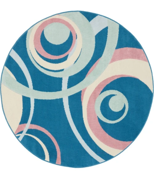 Nourison Grafix Round Area Rug GRF21-Blue Multi Colored