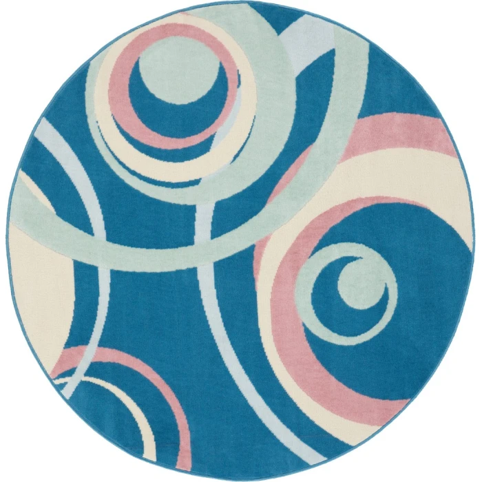 Nourison Grafix Round Area Rug GRF21-Blue Multi Colored