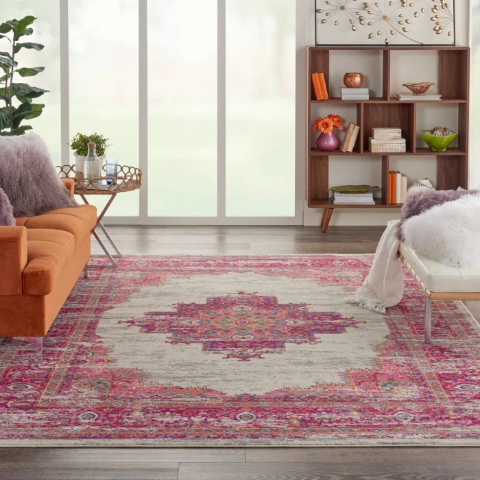 Nourison Passion Area Rug PSN03-Ivory/Fuchsia
