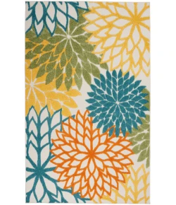 Nourison Home Aloha ALH05 Turquoise Multicolor 3 ft. 6 in. X 5 ft. 6 in. Area Rug
