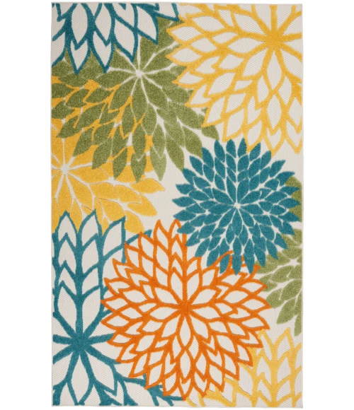 Nourison Aloha Turquoise Multicolor ALH05 3 ft. 6 in. X 5 ft. 6 in. Rectangle Rug