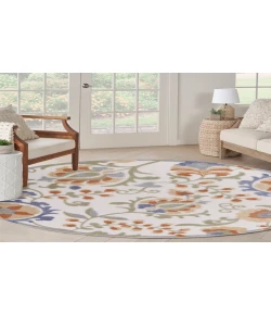 Nourison Home Aloha ALH17 Ivory Blue 5 ft. 3 in. Round Area Rug