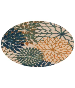 Nourison Home Aloha ALH05 Blue Green 5 ft. 3 in. Round Area Rug