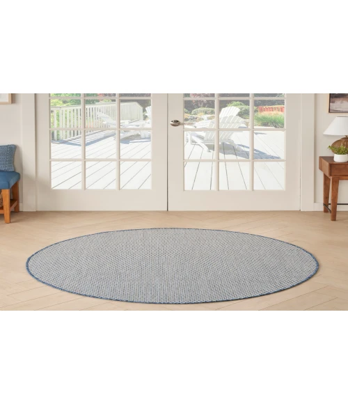 Nourison Courtyard Ivory Blue COU01 4 ft. Round Rug