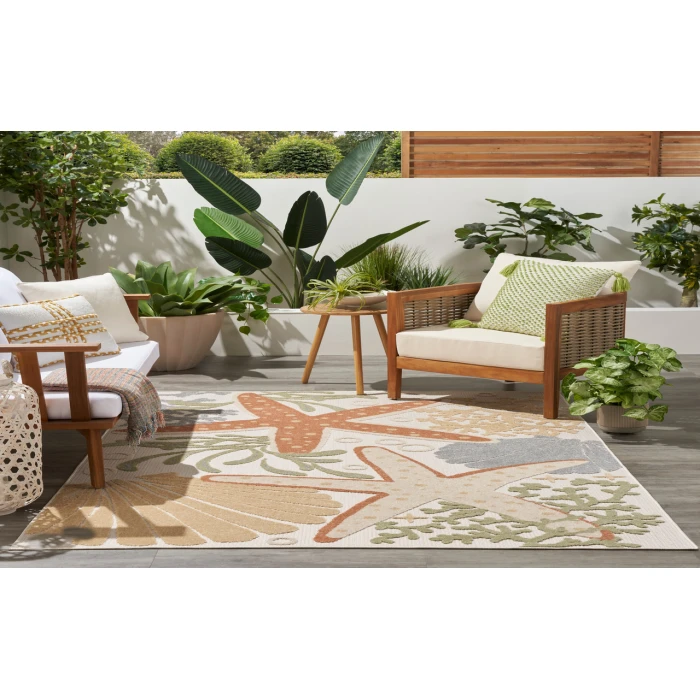 Nourison Aloha Ivory Multicolor ALH24 3 ft. 6 in. X 5 ft. 6 in. Rectangle Rug