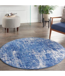 Nourison Home Whimsicle WHS08 Blue Ivory 5 ft. Round Area Rug