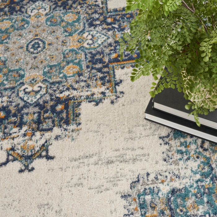 Nourison Passion Area Rug PSN03 Ivory/Grey/Blue