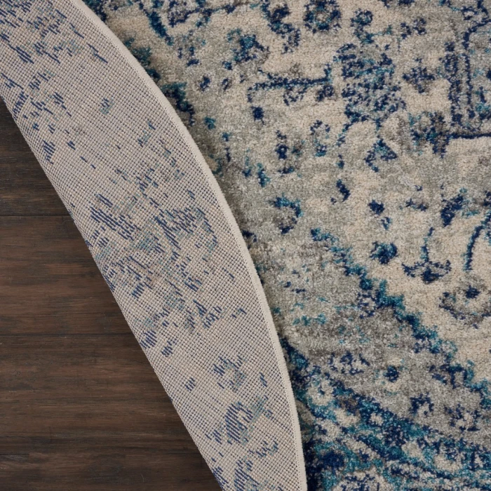 Nourison Tranquil Round Area Rug TRA06-Ivory/Light Blue