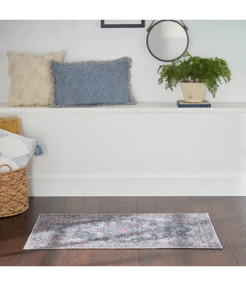 Nicole Curtis Machine Washable Series 1 Area Rug SR101 Blue 2' x 4'