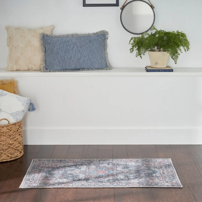 Nicole Curtis Machine Washable Series 1 Area Rug SR101 Blue 2' x 4'