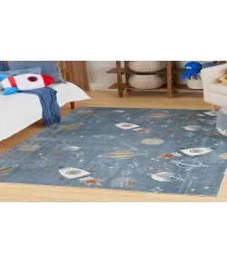 Nourison Home Astra Machine Washable ASW18 Blue Multicolor 4 ft. X 6 ft. Area Rug