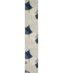 Nourison Home Aloha ALH05 Ivory Navy 2 ft. 3 in. X 12 ft. Area Rug