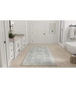 Nourison Home Astra Machine Washable ASW16 Teal Beige 2 ft. X 6 ft. Area Rug