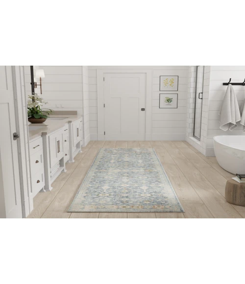 Nourison Astra Machine Washable Teal Beige ASW16 2 ft. X 6 ft. Rectangle Rug