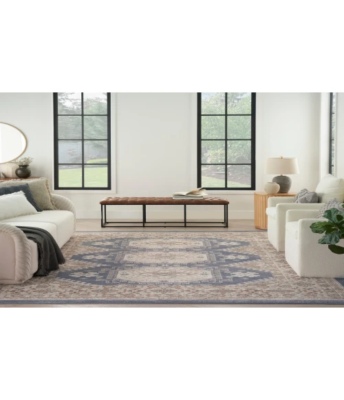 Nourison Serenity Home Ivory Blue SRH01 7 ft. 10 in. X 9 ft. 10 in. Rectangle Rug