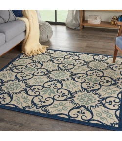 Nourison Home Caribbean CRB02 Ivory Navy 5 ft. Square Area Rug