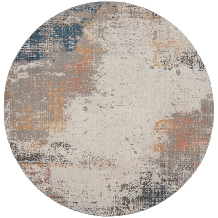 Nourison Rustic Textures Area Rug RUS13 Grey/Blue 5'3" Round