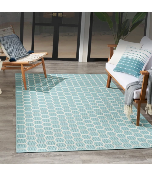 Nourison Twist Reversible Aqua TWS01 4 ft. X 6 ft. Rect. Rug