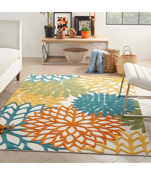 Nourison Aloha Area Rug ALH05 Turquoise Multicolor
