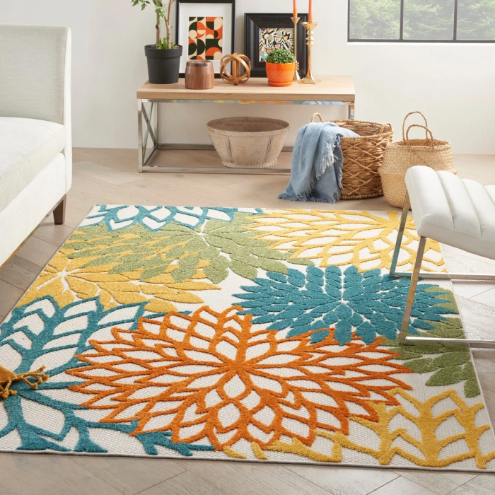 Nourison Aloha Area Rug ALH05 Turquoise Multicolor