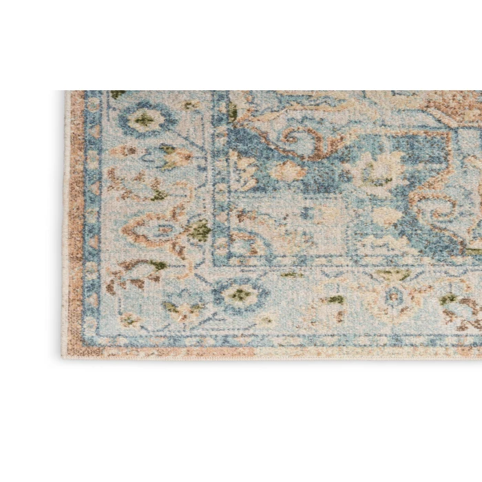 Nourison Astra Machine Washable Beige Blue ASW12 7 ft. 10 in. X 10 ft. Rectangle Rug