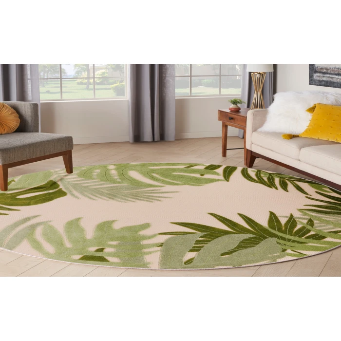 Nourison Aloha Ivory Green ALH40 5 ft. 3 in. Round Rug
