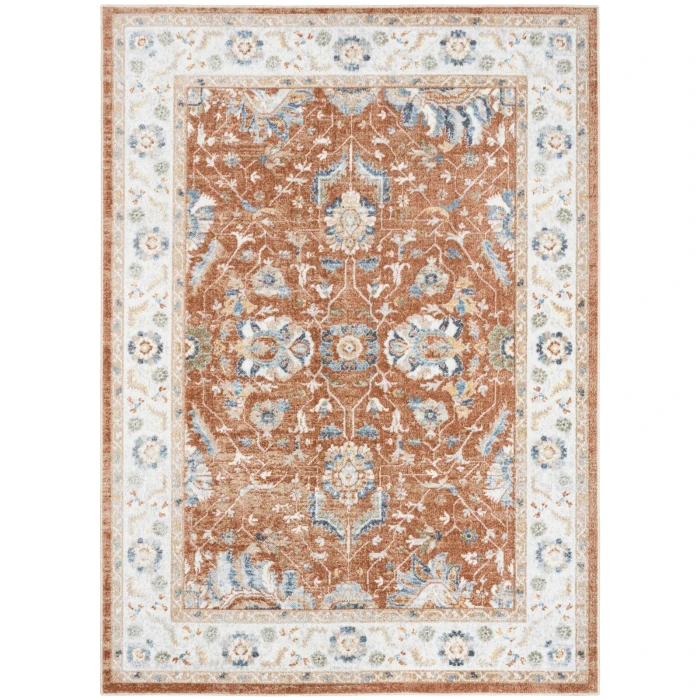 Nourison Astra Machine Washable Rust Ivory ASW20 5 ft. 3 in. X 7 ft. Rect. Rug