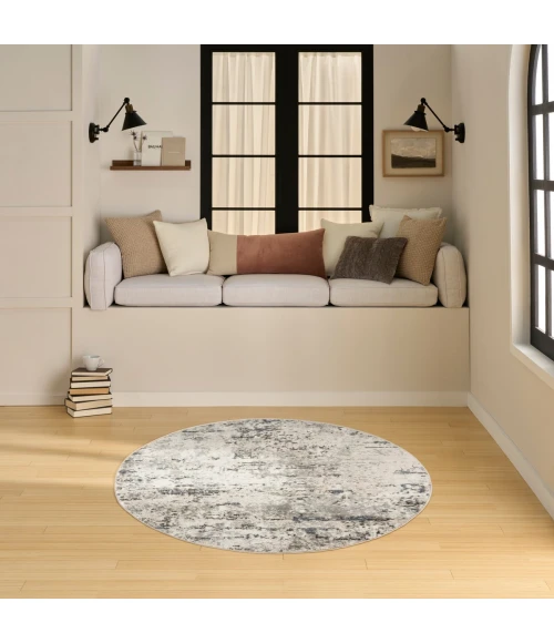 Nourison Quarry Ivory Blue Grey QUA01 4 ft. X Round Rug