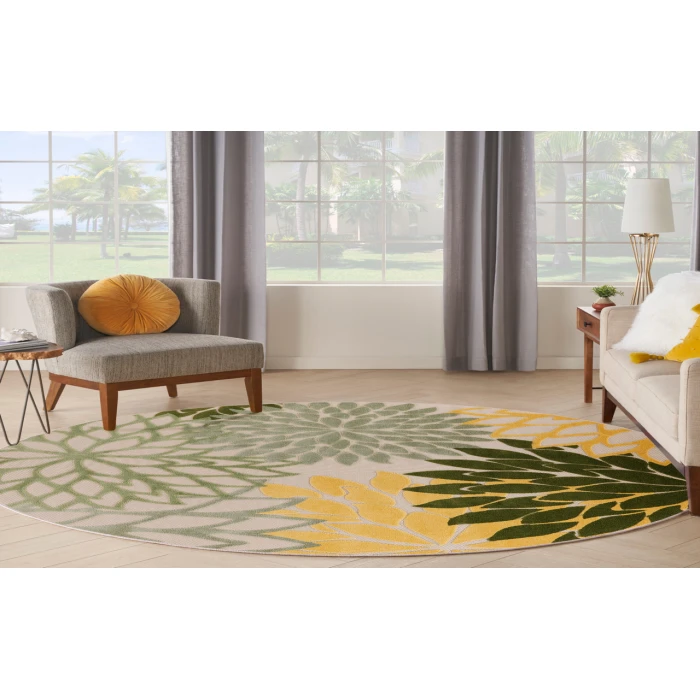 Nourison Aloha Green Multicolor ALH05 7 ft. 10 in. Round Rug