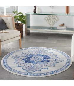Nourison Home Whimsicle WHS14 Ivory Blue 5 ft. Round Area Rug