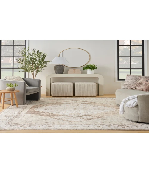 Nourison Astra Machine Washable Beige ASW11 6 ft. 7 in. X 9 ft. Rectangle Rug
