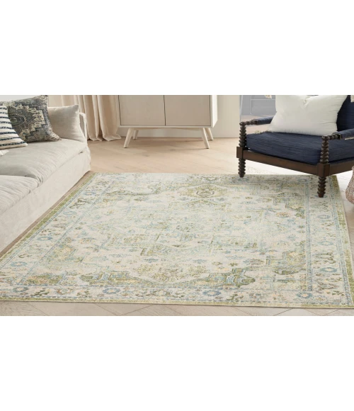 Nourison Astra Machine Washable Blue Green ASW12 5 ft. 3 in. X 7 ft. Rectangle Rug
