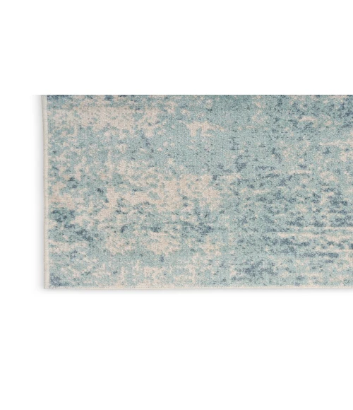 Nourison Astra Machine Washable Blue Ivory ASW07 2 ft. 2 in. X 8 ft. Rectangle Rug