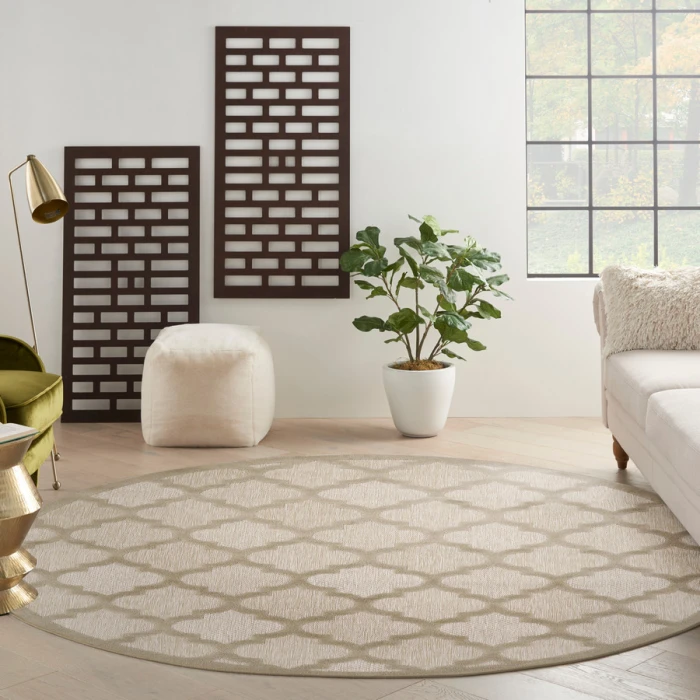 Nourison Home Easy Care Cream NES01 8 ft. Round Rug