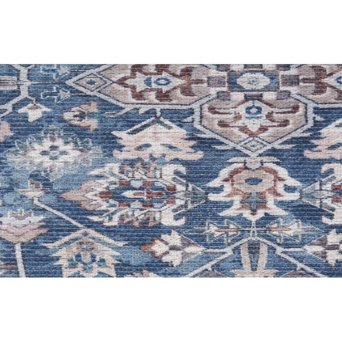 Nicole Curtis Machine Washable Series 1 Navy Ivory SR104 7 ft. 10 in. Round Rug