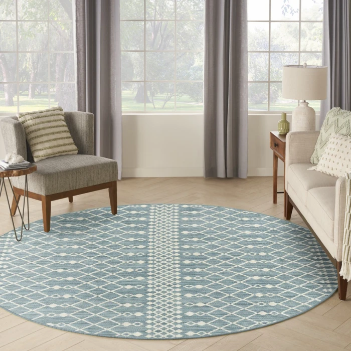Nourison Positano Aqua POS02 4ft. Round Rug