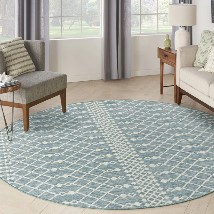 Nourison Positano Aqua POS02 4ft. Round Rug