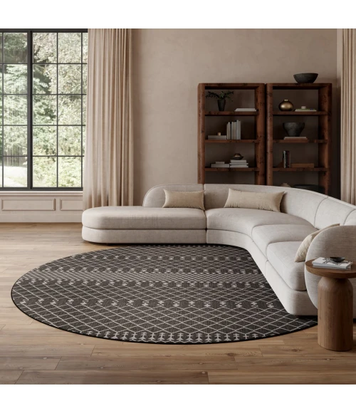 Nourison Positano Black POS02 12ft. Round Rug
