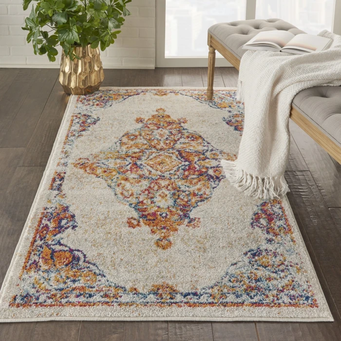 Nourison Persian Vintage Ivory Multicolor PRV02 3ft.3in. x 5ft.3in. Rect. Rug