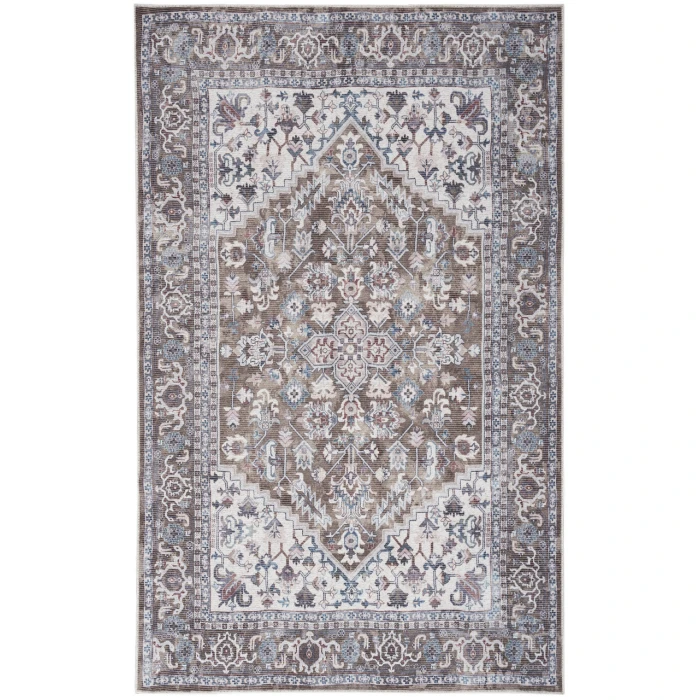 Nicole Curtis Machine Washable Series 1 Olive Ivory SR104 6 ft. X 9 ft. Rectangle Rug
