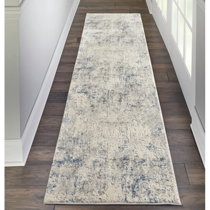Nourison Rustic Textures Runner Area Rug RUS07-Ivory/Grey-blue