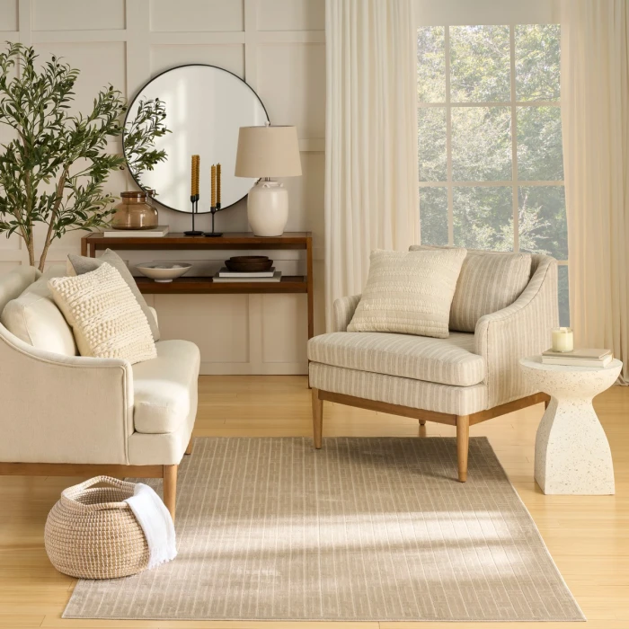 Nourison Washable Charm Beige Ivory WCH02 6 ft. X 9 ft. Rect. Rug