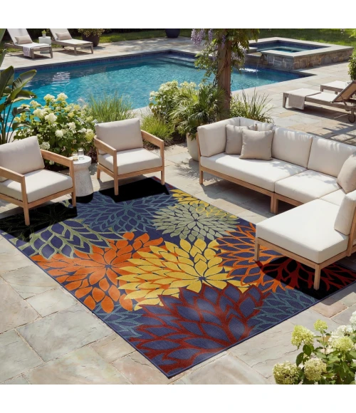 Nourison Aloha Navy Multicolor ALH05 10ft. x 14ft. Rect. Rug