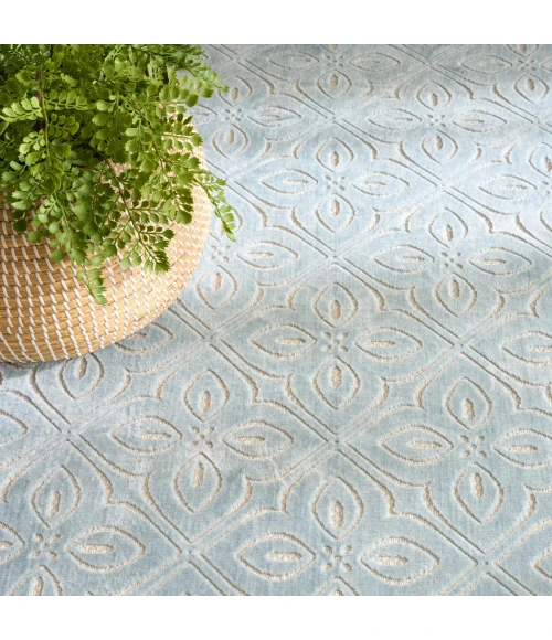 Nourison Washable Charm Blue Ivory WCH03 6 ft. X 9 ft. Rect. Rug