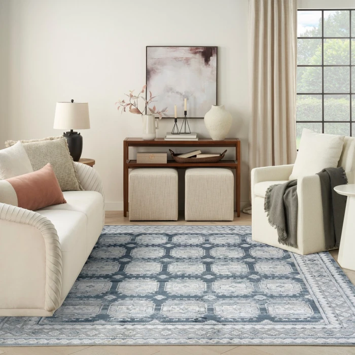 Nourison Dekor Grey Navy DEK01 7 ft. 10 in. X 9 ft. 10 in. Rect. Rug