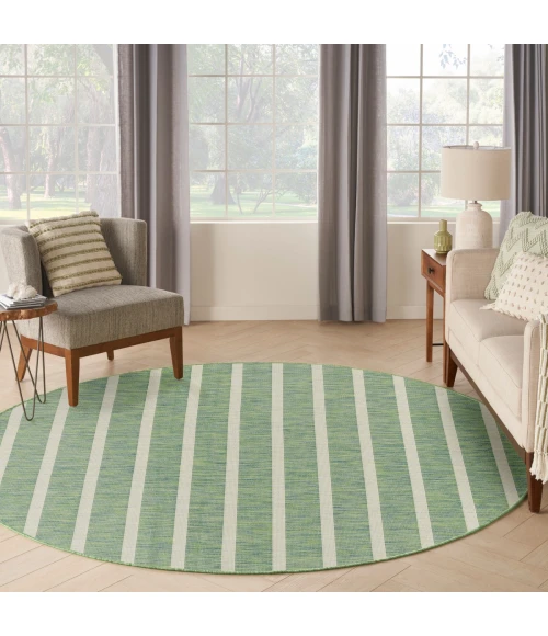Nourison Positano Blue Green Ivory POS03 8 ft. X Round Rug