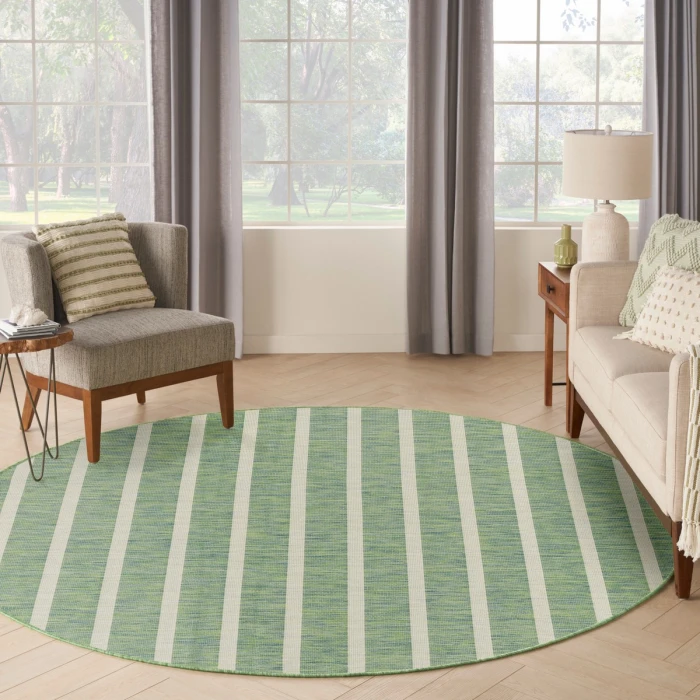 Nourison Positano Blue Green Ivory POS03 8 ft. X Round Rug