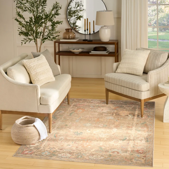 Nourison Vintage Washables Taupe Multicolor VWS09 5 ft. 3 in. X 7 ft. 3 in. Rect. Rug